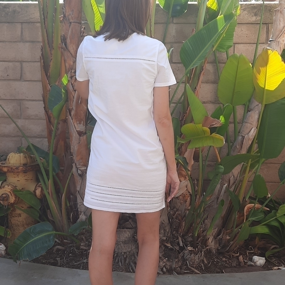 AG Adriano Goldschmied Poppy Tee Dress True White V Neck - Picture 4 of 13